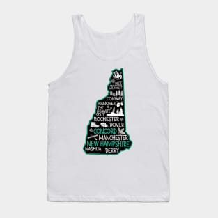 New Hampshire Concord cute map Conway Hanover Rochester Dover Manchester Nashua Derry The Granite State Tank Top